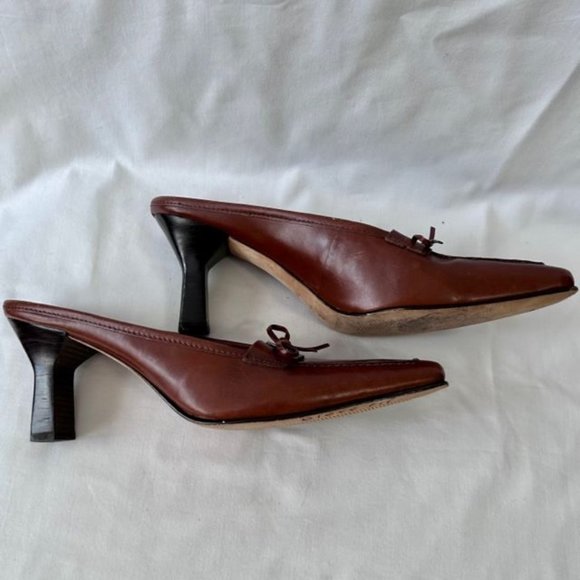 Antonio Melani Medium Brown Square Toe Mules - Picture 5 of 11
